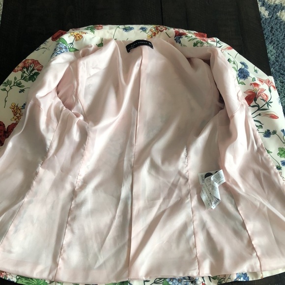 Zara Size S Floral Print Button Front Blazer Jacket SM Pockets Lined Art to Wear - Picture 12 of 16